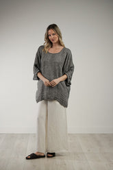 RUSTIC linen Rosetta Top Black & White Woven - ROS907